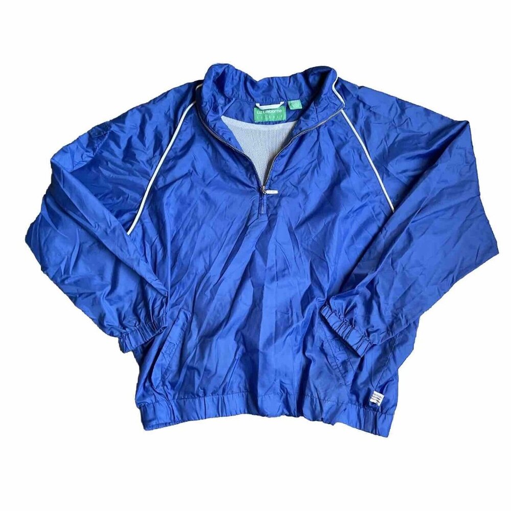 Women Lizgolf Jacket 1/4 Zip Golf Top‎ Size Large Blue Preppy 80s 90s Light Vtg